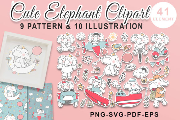 Cute Elephant Hand Drawn Doodle Set: A Versatile Design Resource for Creatives
