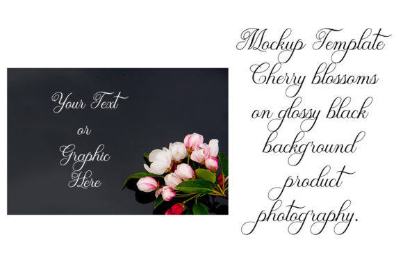Mockup Template Cherry Blossoms on Black