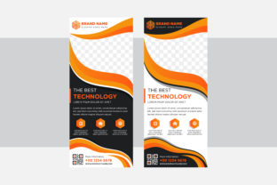 Orange Wave Vertical Banner Tech and Media Type Vectors